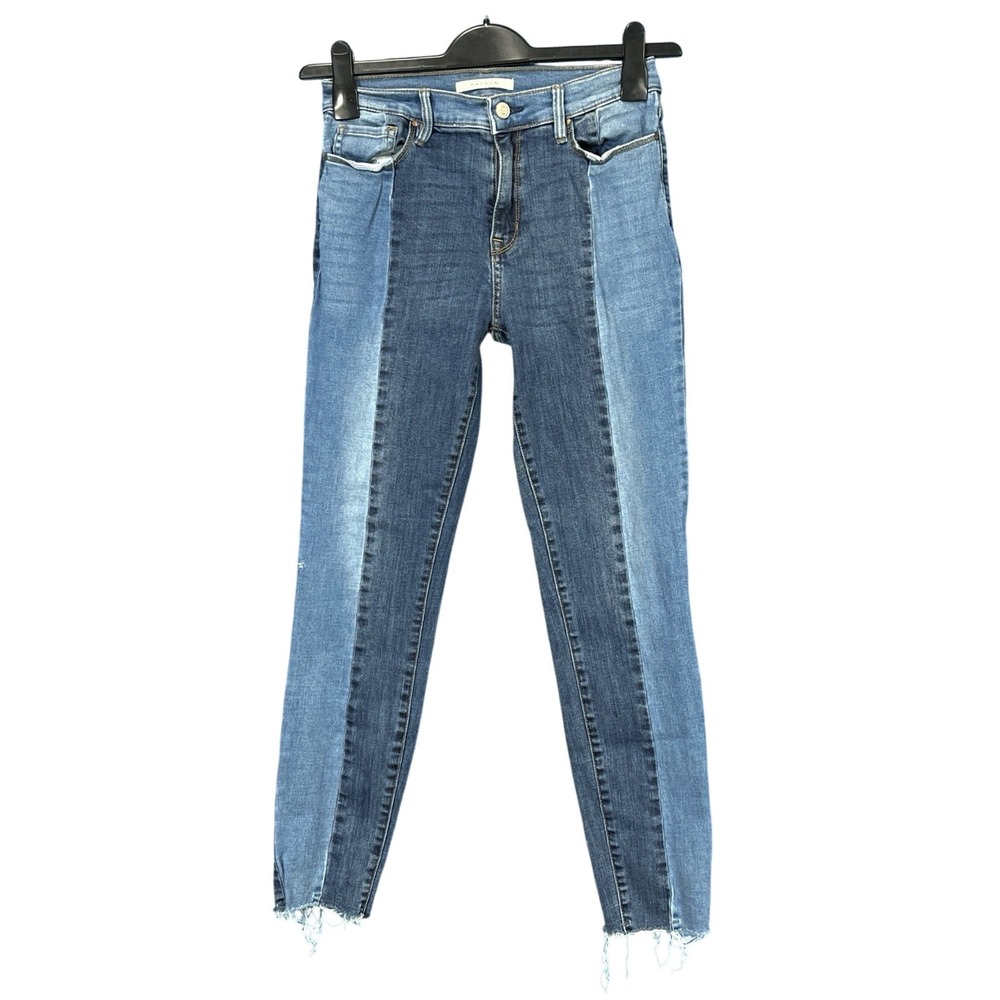 Y2K PACSUN Patchwork COLORBLOCK Blue STRETCH DENIM High-Rise JEANS Jeggings 26
